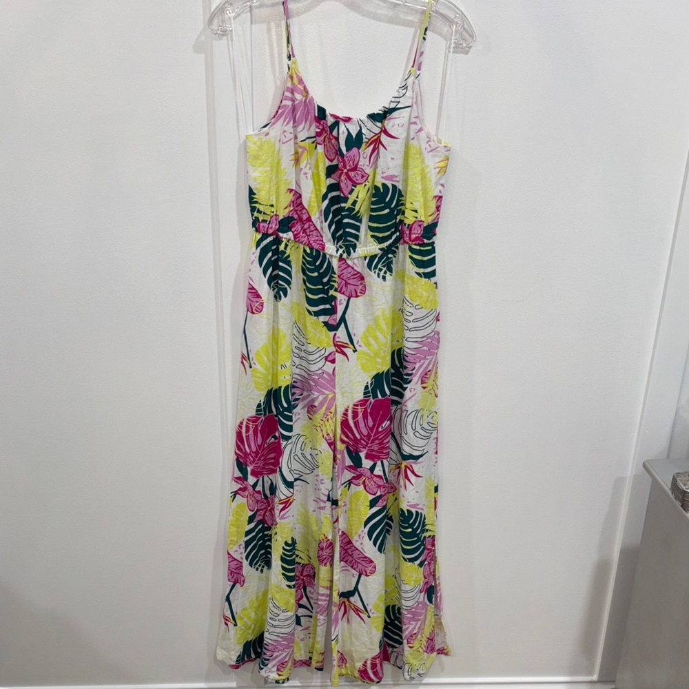 Sleeveless Floral Print Jumpsuit Romper - Pink, Yellow & Green